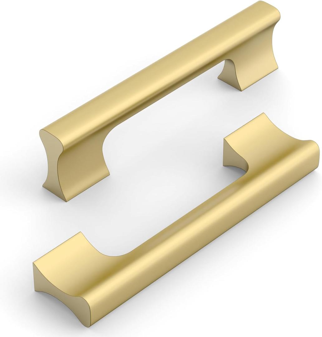 10 Pack 3.75 Inch(96mm) Kitchen Cabinet Handles Brushed Gold Cabinet Pulls Kitchen Cabinet Hardware Drawer Pulls for Cupboard Wardrobe