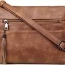 MASINTOR Crossbody Bags for Women, Lightweight Medium Crossbody Purse, Soft Leather Women's Shoulder Handbags with Tassel (Mocha Brown)