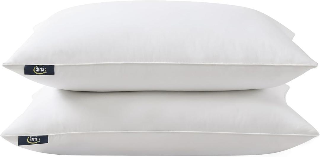 Serta White Feather Size Set of 2 Packs Hotel Collection Hypoallergenic Soft/Medium Side, Stomach or Back Sleepers Bed Pillows, King(2 Pack), 2 Count