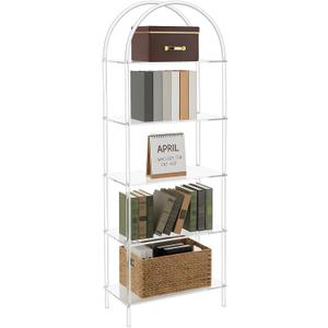 5 Tier Acrylic Ladder Bookshelf Clear Wall Mounted Book Shelf 11.8" D x 23.64" W x 65.7" H Shelf Sturdy Open Display for Living Room Bathroom Office