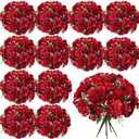 Tigeen 24 Bundles Peonies Artificial Flowers Faux Roses Silk Flowers Hydrangea Artificial Bouquet for Wedding Table Centerpiece Floral Vase Home Office Bridal Decor (Wine Red)