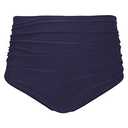 Tempt Me Women Retro High Waist Bikini Bottom Navy Blue Ruched Swim Brief Short M
 (Medium, Navy Blue)
