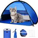 Beach Sun Shelters, Instant Sun Shade Canopy Head PopUp Canopy Automatic Shade Tent for Camping, Portable Windproof Waterproof with Mobile Phone Stand with Tent Nails, with Breathable Mesh, 70cm (Blue-Breathable -27.5in)