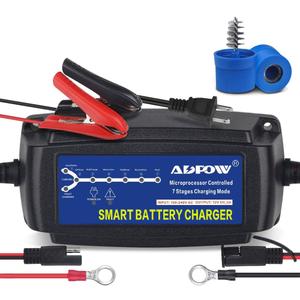 5A 12V Automatic Smart Battery Charger Automotive Maintainer 7-Stages Trickle for Deep Cycle Car Marine Trolling Motor Boat Truck Lawn Mower RV AGM with Terminal Cleaning Brush