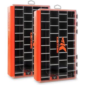 KastKing HyperSeal Waterproof Tackle Box, 3700 Deep Tackle Trays, Fishing Tackle Box Organizer With Removable Dividers, Fishing Gear & Fishing Accessories Storage (3700(2 Pack with compartment))