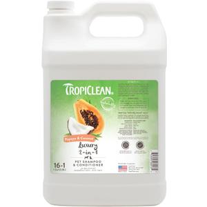 TropiClean 2-in-1 Dog Shampoo and Conditioner, Professional Dog Shampoo, Moisturizing Detangler, Puppy Safe, Made in USA, Papaya Scent, 1 Gallon