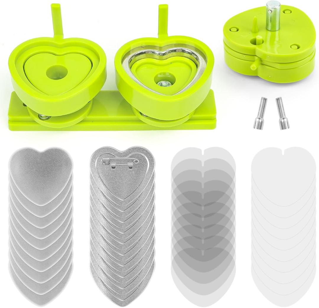 Heart Shaped Button Maker Interchangeable Die Mold 58 MM for Slide Rail Button Maker Machine Button Part Supplies Accessories for Pin Press Machine