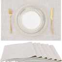 homing Cotton Linen Placemats Set of 6, Cloth Washable Farmhouse Dining Table Mats for Indoors & Outdoors, Easy to Clean, Neutral Beige, 13 x 19 Inch