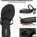 FITORY Womens Flip Flops, Strappy Open Toe Flat Sandals for Summer 2026, Lightweight and Comfortable Slides for Beach and Casual Walking, Indoor and Outdoor Size 7 (Black)