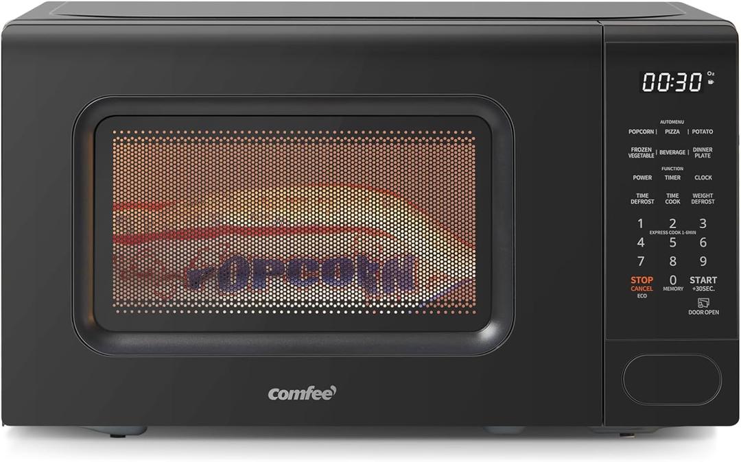 COMFEE CMO-C20M1WB Countertop Microwave Oven with 11 power levels, Fast Multi-stage Cooking, Turntable Reset Function, Speedy Cooking, Weight/Time Defrost, Memory function, Children Lock, 700W