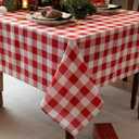 Waterproof Checkered Tablecloth Fabric - Rectangle 58x84 Inch Classic Gingham Buffalo Plaid Table Cloth for Indoor/Outdoor Use - ,Washable Table Cover for Kitchen, BBQs, and Parties, Red/White