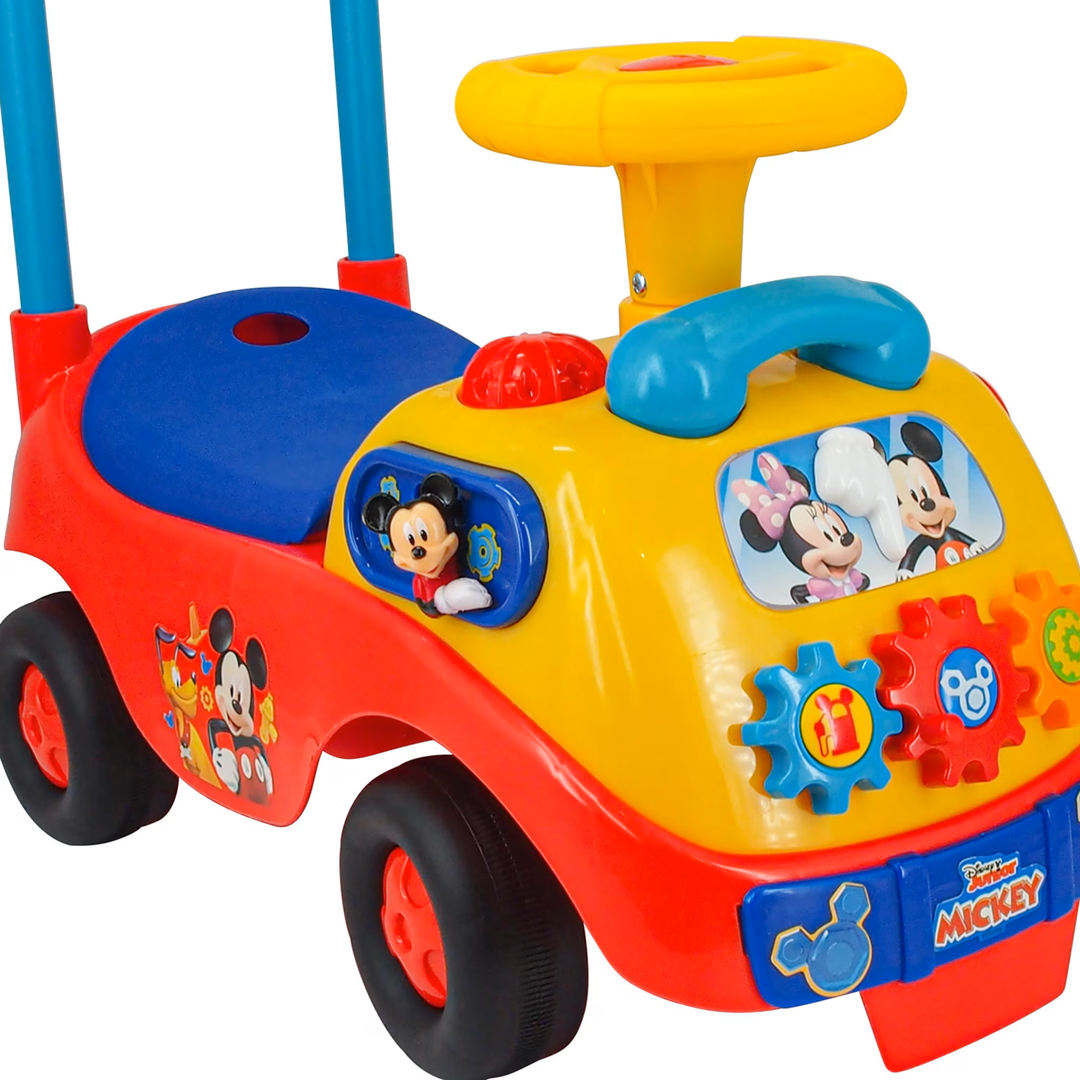 Kiddieland Mickey & Friends Activity Ride-On with Music, Lights & Sounds, Toy Phone, Steering Wheel, Toddler Push Car for Ages 12-36 Months, Battery Powered, Large