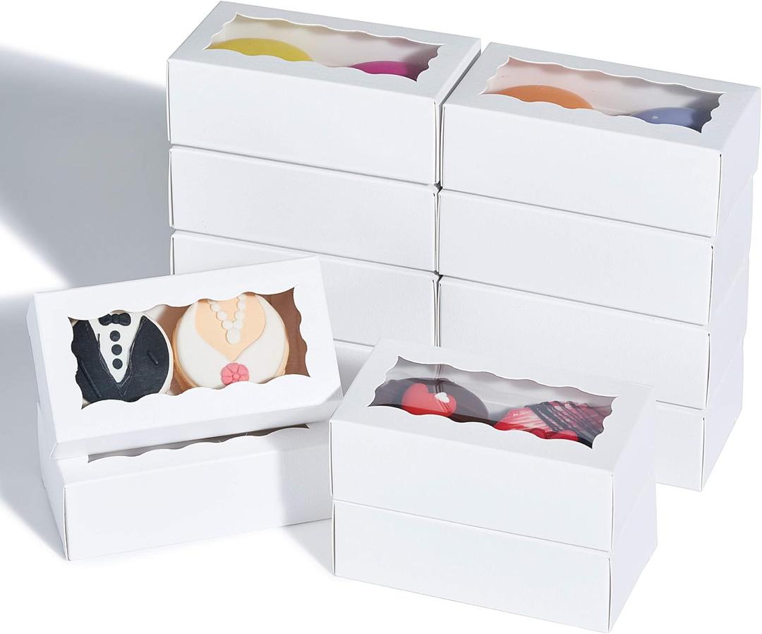 50PCS 4.17 x 2.16 x 1.37 Inches White Macaron Gift Boxes for 2, Chocolate Covered Ores Boxes, Macaron Packaging for Wedding, Party, Thank You Favors