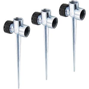 Twinkle Star 3 Pack 1/2 Inch Zinc Flow Thru Lawn Sprinkler Spike Base, Watering Sprinklers for Yard, Lawn and Grass Irrigation