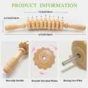 2 x Wooden Curved Massage Stick, 9 Rotatable Roller Wood Therapy Massager, Myofascial Fascia Relief Lymphatic Drainage Tool for Cellulite Reduction, Muscle Tension Relief for Belly Legs Thighs