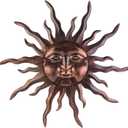 Large Metal Sun Wall Art Decor- 30 inches Sun Wall Hanging Decoration for Indoor Outdoor, 3D Sun Face Metal Wall Sculpture for Home Bedroom Living Room Office Garden Yard Patio(Bronze)