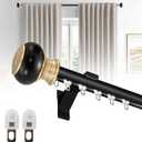 Wall Mounted Curtain Track Silent Curtain Rail Track System Roman Rod Heavy-Duty Single Roman Curtain Rods Aluminum Sliding Curtains Rails for Room Divider Living Bedroom (Black, 12FT(3.66m))
