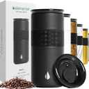 Elemental Artisan Insulated Tumbler, Triple Wall Coffee Travel Mug, Reusable Stainless Steel Coffee Tumbler with Ceramic Lid, Thermal Coffee Cups for Hot (6 Hrs) & Cold (18 Hrs), 16oz - Black