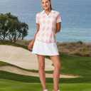 BGOWATU Women's Short Sleeve Golf Tennis Polo Shirts V Neck Collared Workout Tops UV Protection Dry Fit (L)