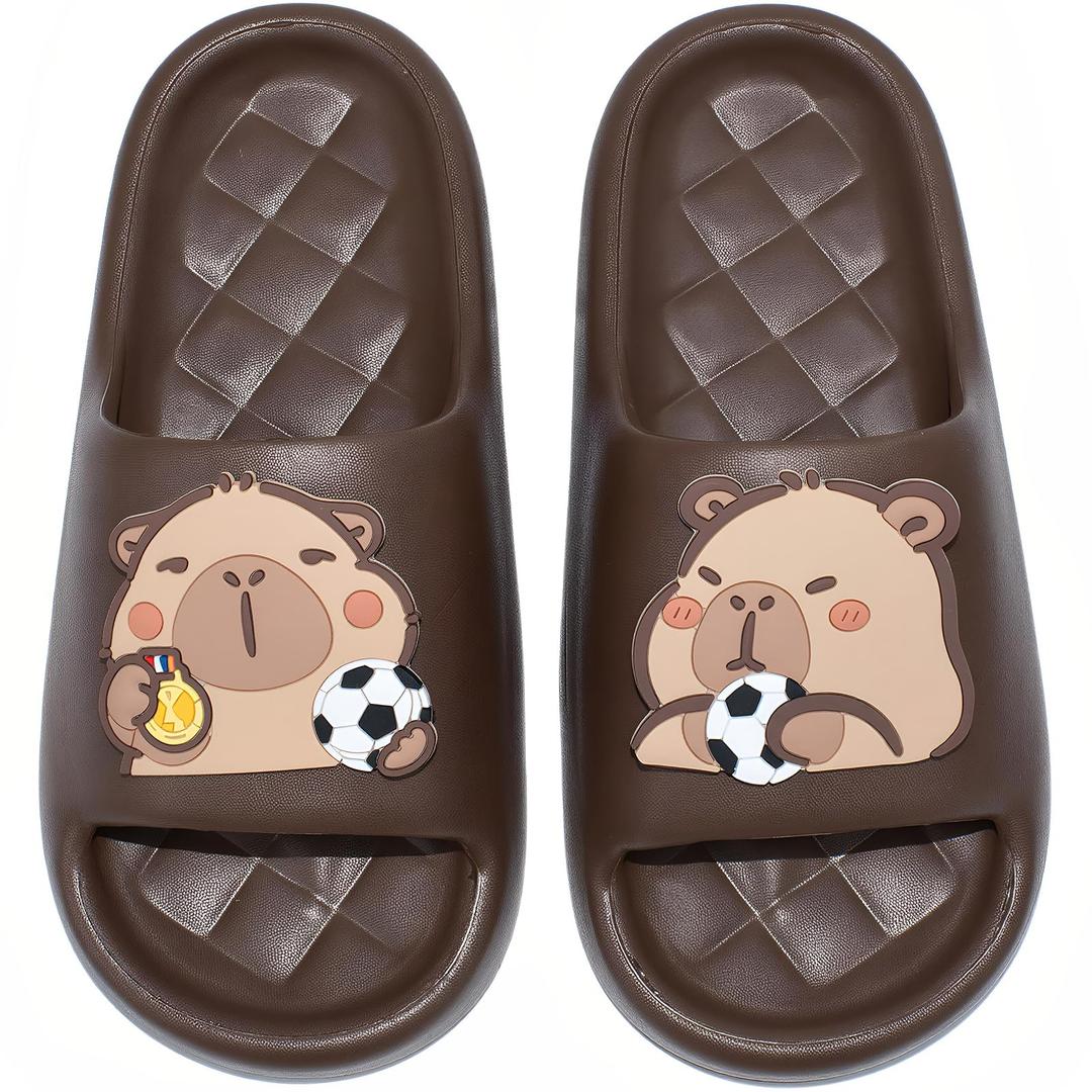 XIXITIAO Capybara Slippers for Women Men,Capybara Cute Slides,Non Slip Quick Drying Bathroom Slippers,Funny Sandals, Capybara Shower Shoes (Brown)