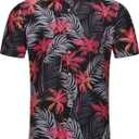 KYKU Hawaiian Shirt for Men: Tropical Summer Beach Short Sleeve Button Down Shirt with Pocket (S)