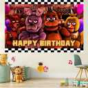 Freddy's Backdrop, 5 Nights Party Background Photo Booth Banner Large Fabric Artistic for Birthday Party Decorations (Red)