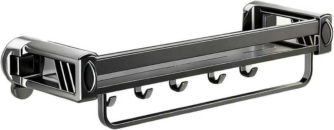 12" Shower Caddy Suction Cup, Concealed Shower Shelves Suction Cup with Hooks & Towel Bar, NO-Drilling Suction Shelf for Bathroom & Kitchen - Gray