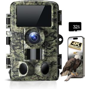 4K 48MP Trail Camera WiFi Game Camera with Low Glow Night Vision Motion Activated, Cell Phone App 130 0.05s Trigger Speed for Outdoor Wildlife Deer,Green