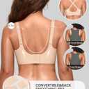 OEAK Women Jelly Bras No Underwire Scalloped Push Up Buttery Soft Tshirt Bra Seamless Full Coverage Convertible Everyday Bra (Beige, L)