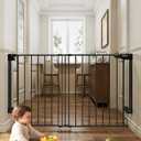 Cumbor 27.6-43" Baby Gate for Stairs, Mom's Choice Awards Winner-Dog Gate for Doorways, Auto Close Safety Pet Gate for Dogs Indoor, Easy Install Pressure Mounted Child Gate with Walk Thru Door, Black 