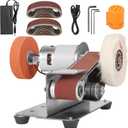 3-In-1 Mini Belt Sander - 15 Degree Knife Sharpener Electric Bench Grinder Sanding Machine, 7 Adjustable Speed Buffer Polisher for Metal Wood DIY Handcraft, Tool & Knife Sharpening (Plus Kit)