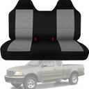 ESMING Front Bench Seat Cover with Molded Headrests Fit for Ford F-150 1999-2004, Thickened Waterproof Oxford Cloth, Solid Bench Seat Protector, Easy to Clean (gray)