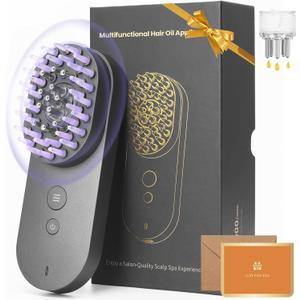 UNIWA Scalp Massager Hair Growth Brush, Hair Oil Applicator, 3 in 1 Scalp Massage Tool, Head Scalp Massager for Relax, Cordless Electric Brush for Hair Care, Oil Dispenser Comb, Mothers Day Gifts,Grey