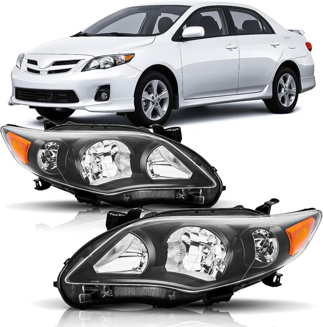 Headlight Assembly Black Housing for 2011 2012 2013 Toyota Corolla US Model