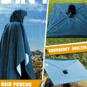 ANYOO Hooded Rain Poncho for Adults Waterproof Lightweight Rain Coat for Men Women Reusable Rain Jacket for Emergency Outdoor (Blue, XXL)