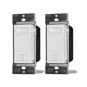 MOES Dimmer Light Switches 2pcs, 3 Way & Single Pole Dimmable Switch for LED,CFL,Incandescent,Halogen, 600Watt Max, ON/Off Switch with Dimming Slide, No Neutral Wire Required (White)