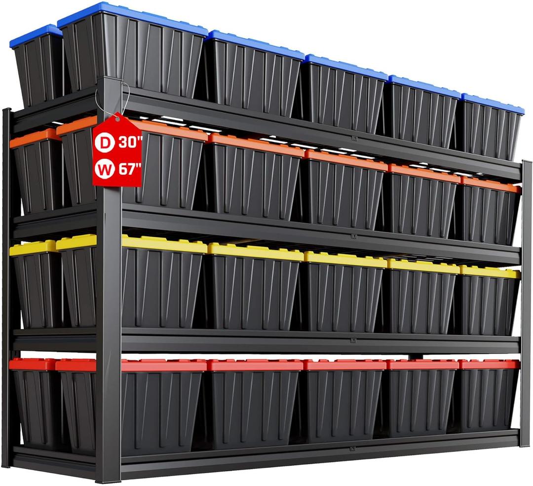 67" Wide Garage Shelving Unit, 30" D Heavy Duty Garage Storage Shelves,3500 LBS Capacity, Industrial Adjustable Shelves for Basement, Kitchen, Warehouse