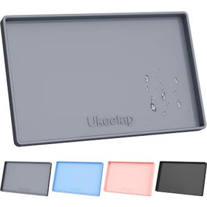 Extra Thick Silicone Mat Waterproof with Raised Edge 34" x 22", Under Sink Mat for Kitchen & Bathroom, Kitchen Cabinet Liner, Multi-Purpose for Storage & Protection, Gray