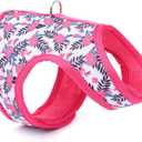 Mile High Life Dog Harness, Air Mesh Floral Vest Harness for 20 lbs Small Dogs & Cats, Easy Get on Adjustable Easy Closures Both Neck and Chest(Peony, XS Chest 14"-16")