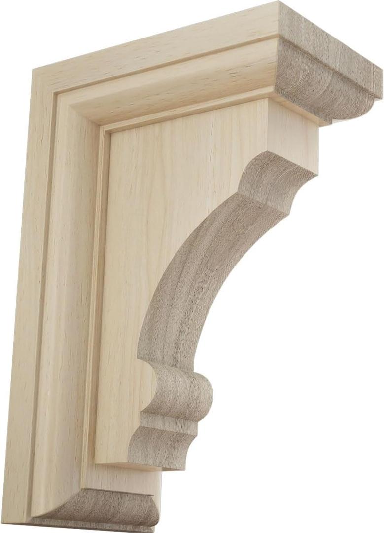 Ekena Millwork BKTW02X04X06TMRW Small Thompson Wood Wood Brackets, 2 1/2"W x 4"D x 6"H , Rubberwood
