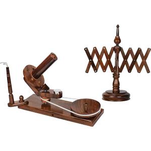 Wooden Large Yarn Winder and Swift for Knitting & Crocheting | Hand Operated Heavy Duty Natural Ball Winder | Knitting Craft Accessories Combo. (Brown)