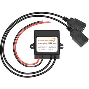 DC Converter 12V 24V to 5V 6A 30W Dual USB Female DC DC Buck Converter Power Adapter Step Down Module