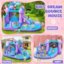 Water Bounce House with Slide for Kids 3-8, Purple Inflatable Bouncy Castle 12.5 * 6FT with 480W Blower Jumping Space Ball Pit Swimming Pool, Indoor Bouncy House for Party Birthday Event Gift, 12.5X10.6X6 Ft