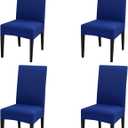 Dimatic 4 Pack Dining Chair Covers, Stretch Spandex Removable Washable Protector Chair Slipcovers for Dining Room Kitchen Hotel (Royal Blue)