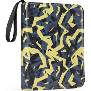 4 Pocket Card Binder, 3-Ring Trading Card Binder with Zipper for 400 Cards Collection, Black Yellow