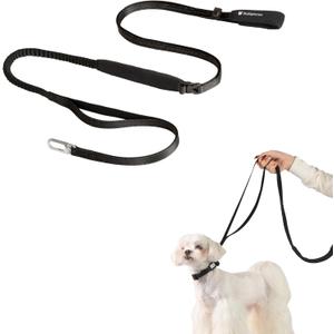 Hands Free Dog Leash Adjustable Versatile Crossbody Waist Dog Leash Reflective Comfortable Padded Handles Shock Absorbing Walking Lead for  Dogs (Super Reflect-Black, S)