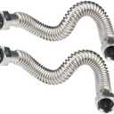 WHK 2 Pack 18-Inch Water Heater 1" Flexible Hose Connector Water Supply Line 1" Inch FIP x 1" Inch to Connect Water Heater,Water Softener,Water Filter (Stainless Steel)