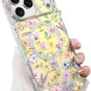 Fiyart Designed for iPhone 17 Pro Max Case,Iridescent Flower Floral Magnetic Cute Phone Cover Compatible with Magsafe Holographic Heavy Duty Shockproof for Women Girls