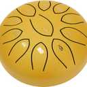 Steel Tongue Drum 6 Inches 11 Notes Steel Tongue Drum Metal Hand Drums Musical Percussion Instrument Hand Pan Drums with Mallets Rain Drum for Outside (Yellow)