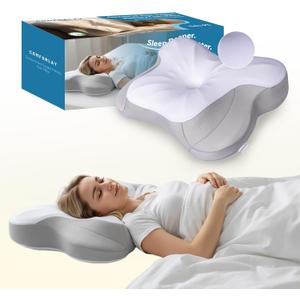 Talc-Free Cervical Memory Foam Pillow for Neck and Shoulder, Butterfly-Shaped Ergonomic Breathable Pillow for Side Back Stomach Sleepers with Pillowcase, Skin-Friendly Fabric